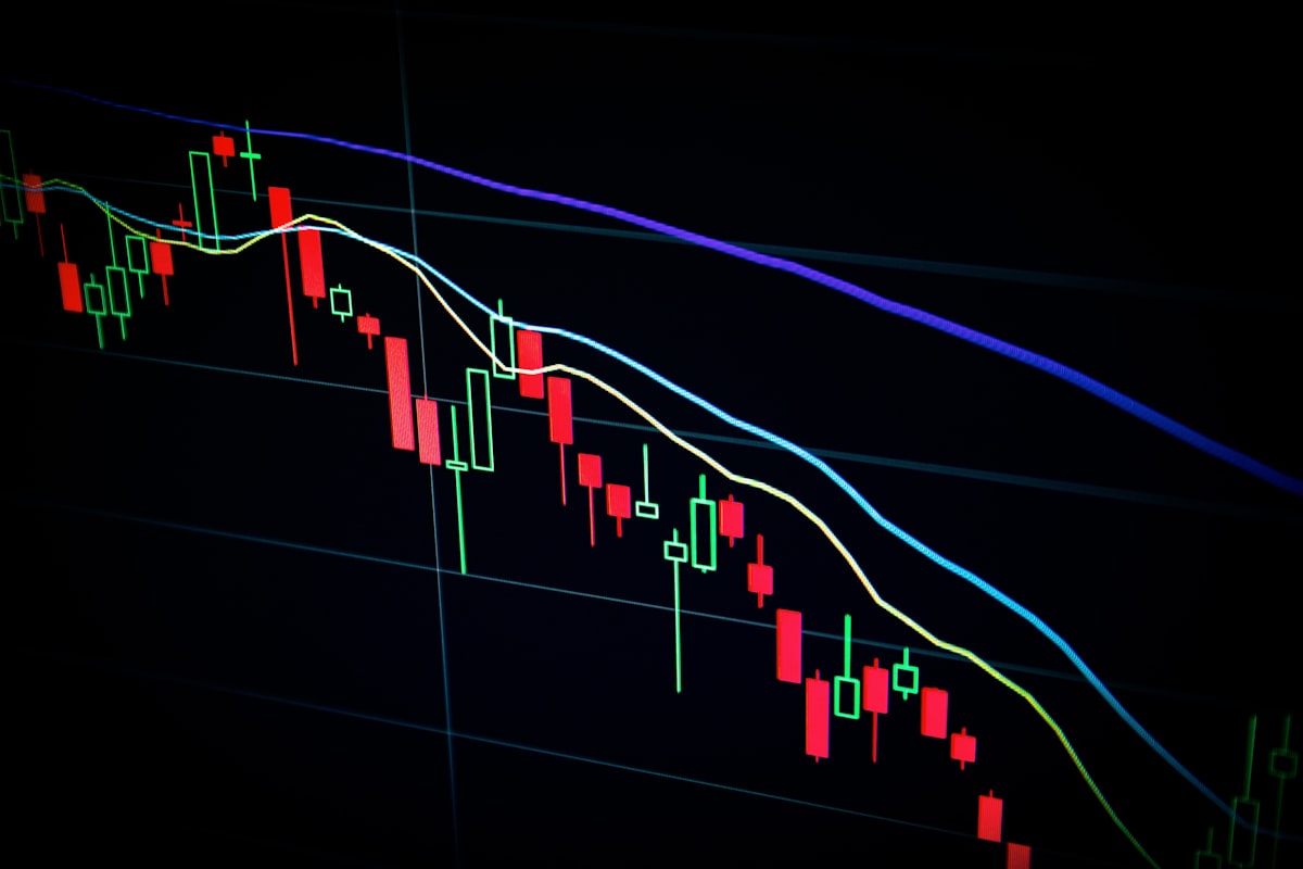 Financial data dashboard showing stock market performance and trading metrics